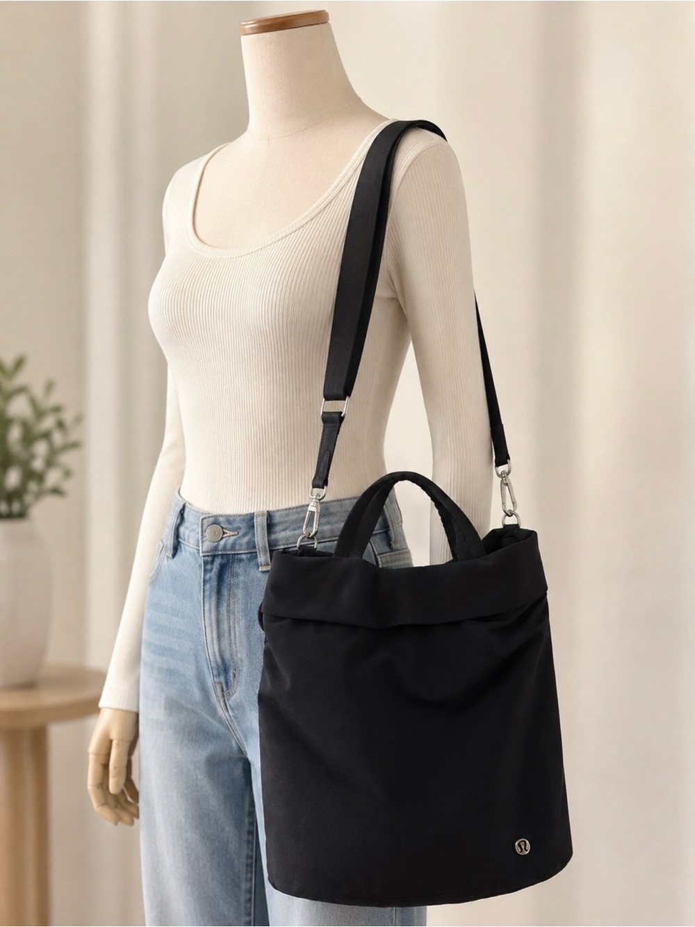 lululemon athletica Black Convertible Tote Shoulder Bag